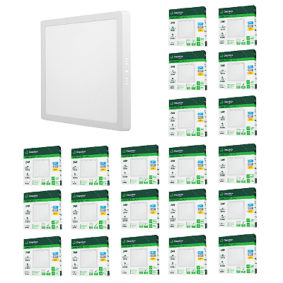 Kit 20 Painel Led Quadrado 24W Fit Sobrepor Branco Bivolt Depolux