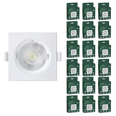 Kit 20 Spot de Led 5w Embutir Quadrado 9x9cm Fit Bivolt Depolux