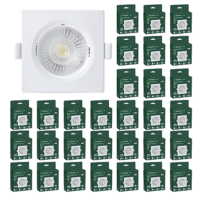Kit 50 Spot de Led 5w Embutir Quadrado 9x9cm Fit Bivolt Depolux