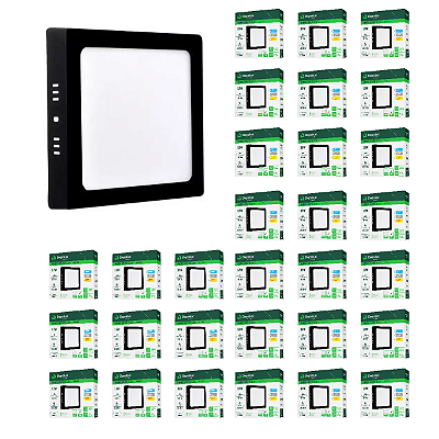 Kit 40 Painel Led Preto 12W Plafon Quadrado Sobrepor Bivolt Depolux