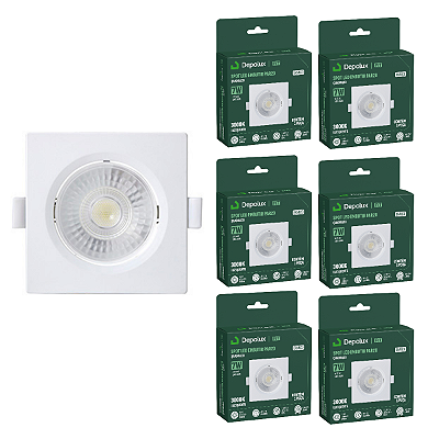 Kit 6 Spot de Led 7w Embutir Quadrado 11x11cm Fit Bivolt Depolux
