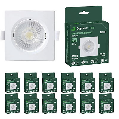 Kit 15 Spot de Led 7w Embutir Quadrado 11x11cm Fit Bivolt Depolux