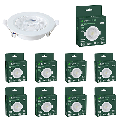 Kit 10 Spot de Led 7w Embutir Redondo 11x11cm Fit Par20 Bivolt Depolux