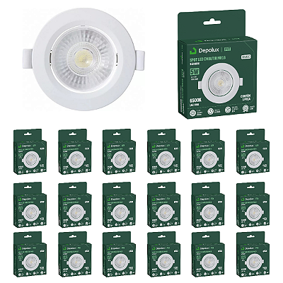 Kit 20 Spot de Led 5w Embutir Redondo 9x9cm Fit Bivolt Depolux