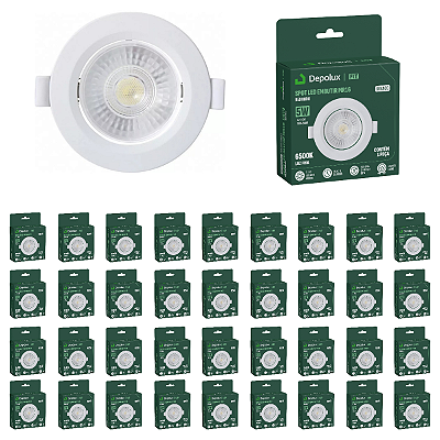 Kit 50 Spot de Led 5w Embutir Redondo 9x9cm Fit Bivolt Depolux