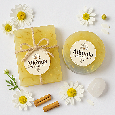 Sabonete Energético Camomila Pure Light – Ativado com Radiestesia e Reiki para Acalmar, Renovar e Promover Bem-Estar