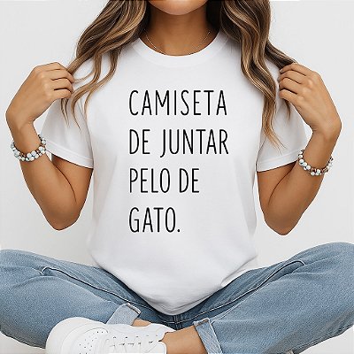Camiseta Baby Look Feminina Camiseta de Juntar Pelo de Gato