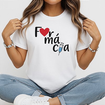 Camiseta Baby Look Feminina Farmácia com Coração e Seringa