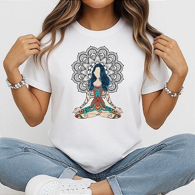 Camiseta Baby Look Feminina Meditação Sagrada Yoga Mandala