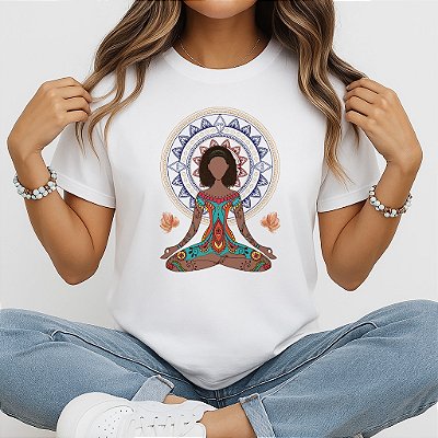 Camiseta Baby Look Feminina Mulher Ancestral Yoga Meditação