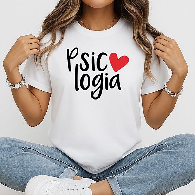 Camiseta Baby Look Feminina Psicologia com Coração