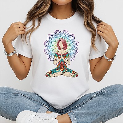 Camiseta Baby Look Feminina Sagrada Gratidão Yoga Meditação