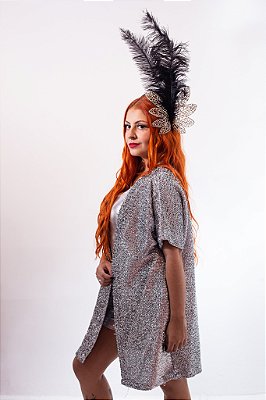 Kimono brilhante prata