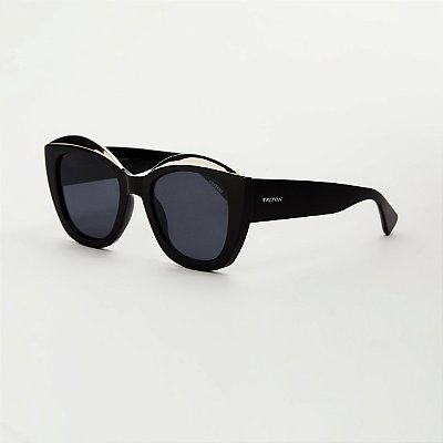 ÓCULOS DE SOL TRITON EYEWEAR REDONDO ACETATO PRETO