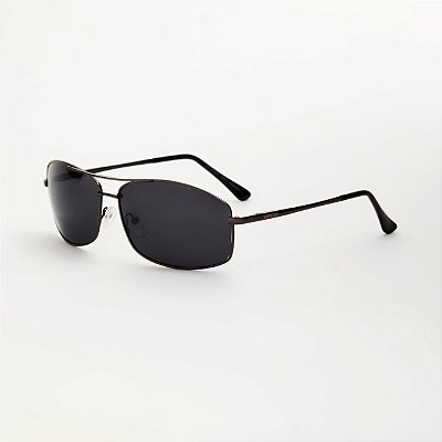 ÓCULOS DE SOL TRITON EYEWEAR POLARIZADO RETANGULAR METAL PRETO