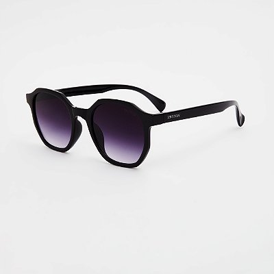 ÓCULOS DE SOL TRITON EYEWEAR HEXAGONAL ACETATO PRETO BRILHO