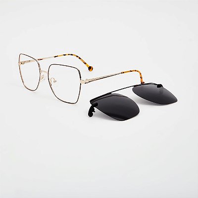 ÓCULOS DE GRAU CLIP-ON TRITON EYEWEAR QUADRADO METAL DOURADO