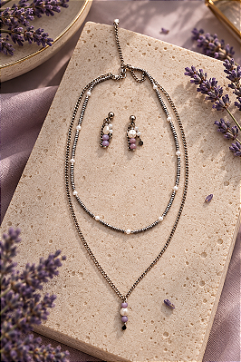 Conjunto Lavanda - Brinco e Colar