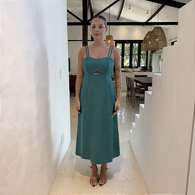 VESTIDO RECORTE VERDE