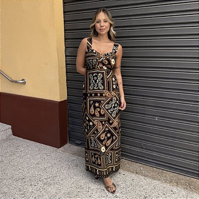 VESTIDO ESTAMPA LENÇO AMARRAÇÃO