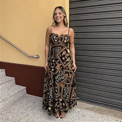 VESTIDO DECOTE V ESTAMPA LENÇO