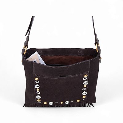 BOLSA CAMURÇA FRANJA APLICAÇÕES