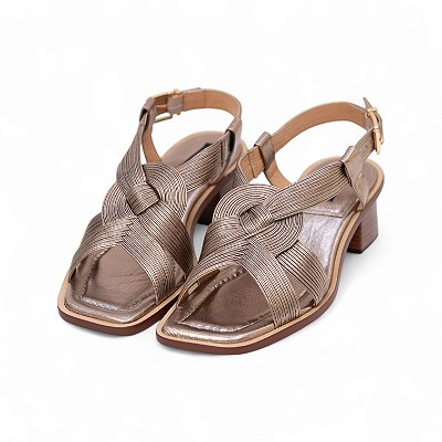 SANDALIA COURO RAFIA