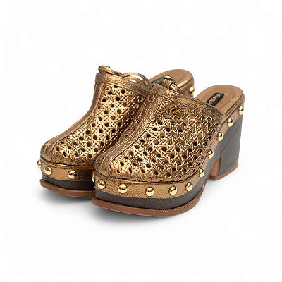 MULE FLAT COURO METALIZADO