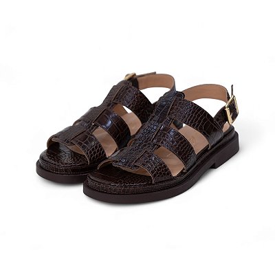 SANDALIA COURO CROCO