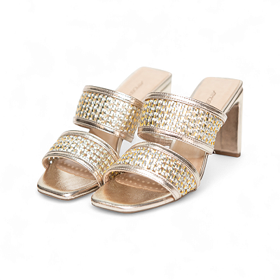 MULE COURO TRESSE METALIZADA