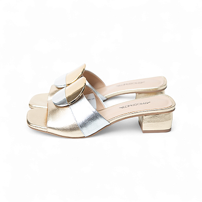 MULE COURO METALIZADO BICOLOR