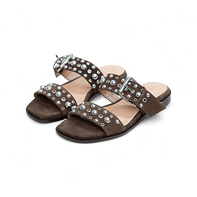 SANDALIA COURO CAMURÇA APLICAÇÕES