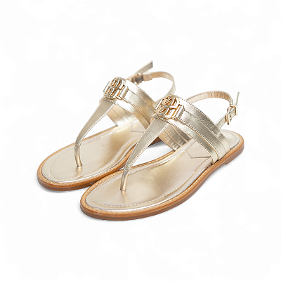 SANDALIA RASTEIRA COURO METALIZADO