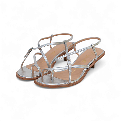 SANDALIA COURO METALIZADO TIRAS