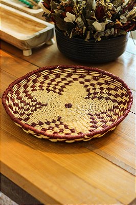 Cesto Africano natural e ocre 37x37x4
