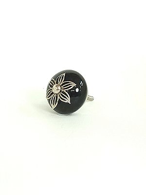 Puxador de Cerâmica Gaveta Armário com metal Preto