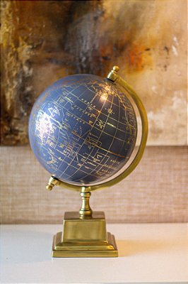 Globo Terrestre - esfera giratória G - base metal cor dourado