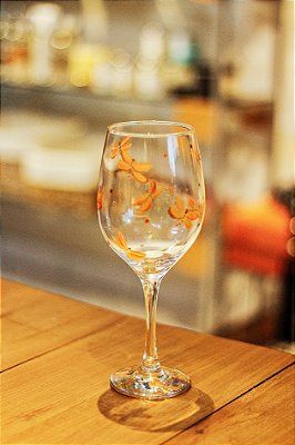 Taça Libélula Laranja - pintada a mão