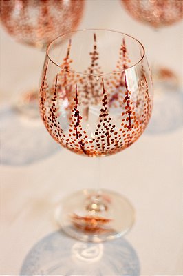 Taça Pontilhados Laranja e Vermelho - pintada a mão