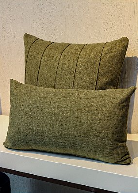 KIT DE ALMOFADAS EM  LINHO RÚSTICO  VERDE MILITAR