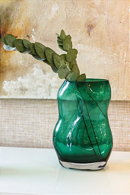Vaso de vidro orgânico, cor verde G