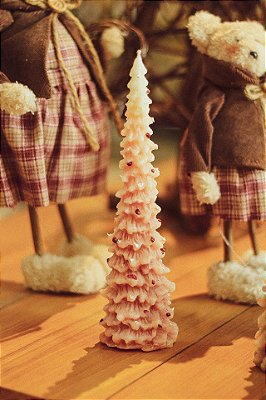 Vela formato árvore, cor Rosa Claro G