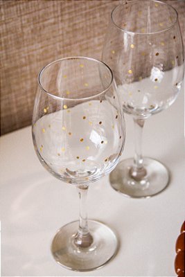 Taça Pontos dourados - pintada a mão