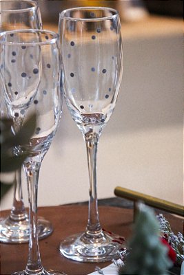 Taça Pontos prateados - pintada a mão