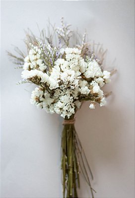 Mini buquê com Flores desidratadas - Melissa branca