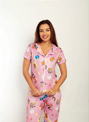 Pijama Feminino Americano Longo Capivara Espacial