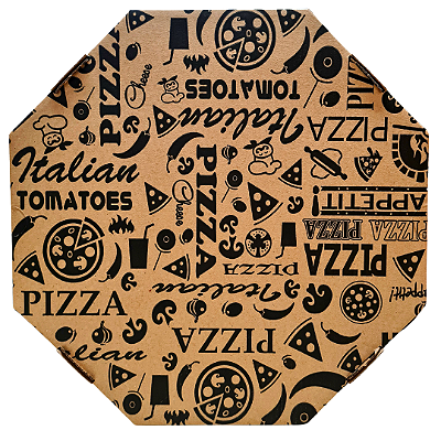 Caixa Para Pizza Oitavada Flexografia 35cm X 3cm - Kit 25 Unidades