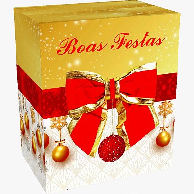 Caixa de Natal Média "Boas Festas" Modelo L 417 - Kit com 10 Unidades