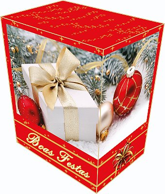 Caixa de Natal MÉDIA "Boas Festas" Modelo L 342 - Kit com 10 Unidades