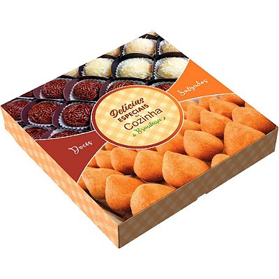 Caixa para Doces/Salgados GRANDE Conjugada em Offset - 10 unidades